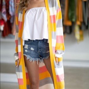 Bright Striped Long Cardigan